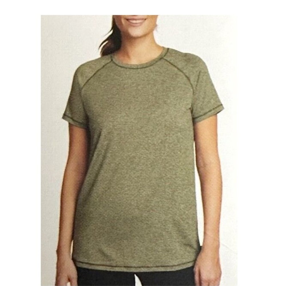 NWT Eddie Bauer Women's Active Crew Neck Everyday T-Shirt Green Sz M $40 1HL092